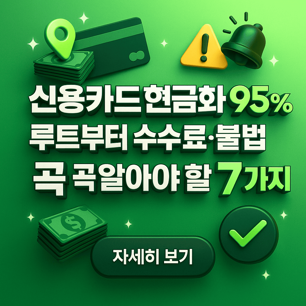 신용카드현금화 95 루트부터 수수료·불법 구분까지, 꼭 알아야 할 7가지