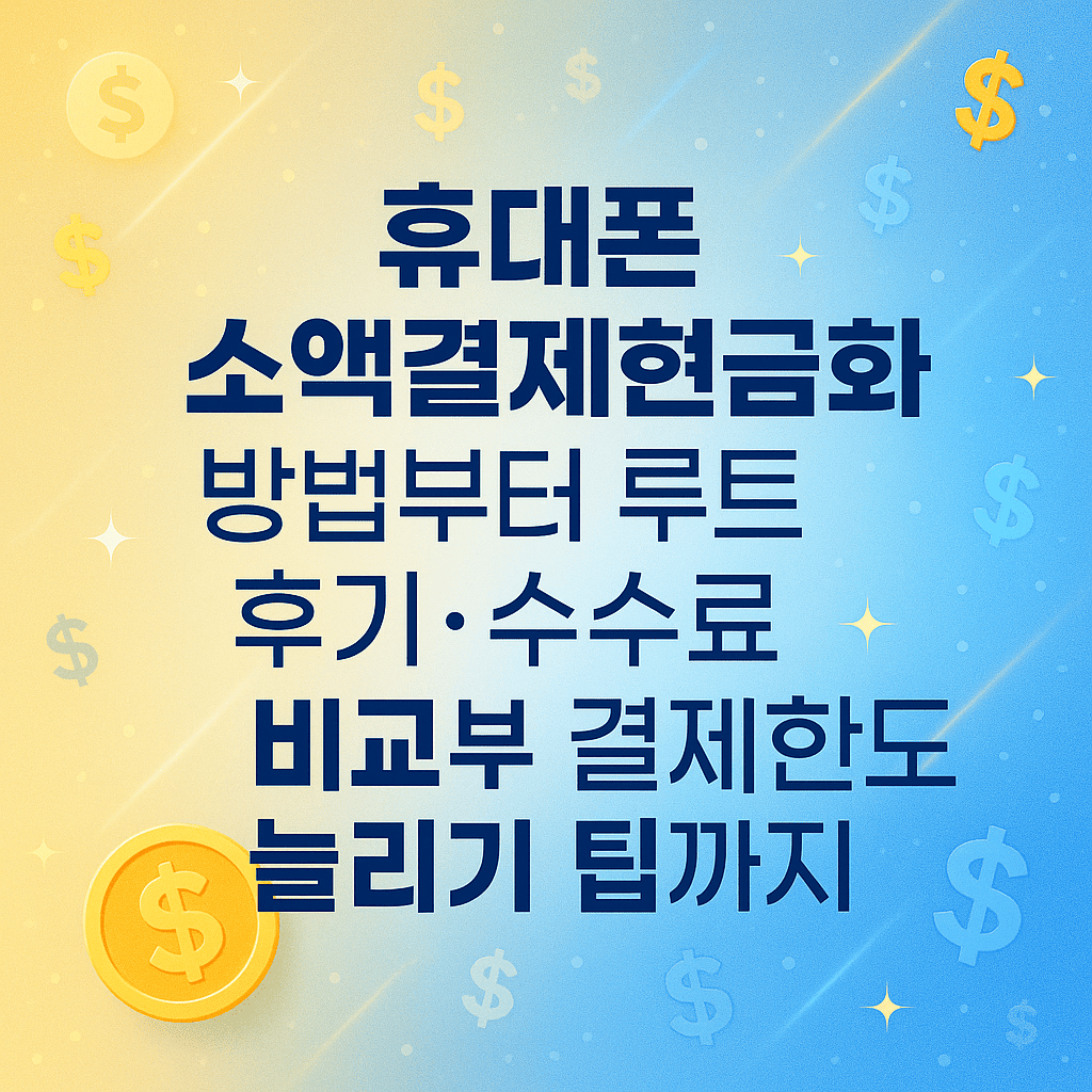휴대폰 소액결제현금화 방법부터 루트·후기·수수료 비교부터 결제한도 늘리기 팁까지